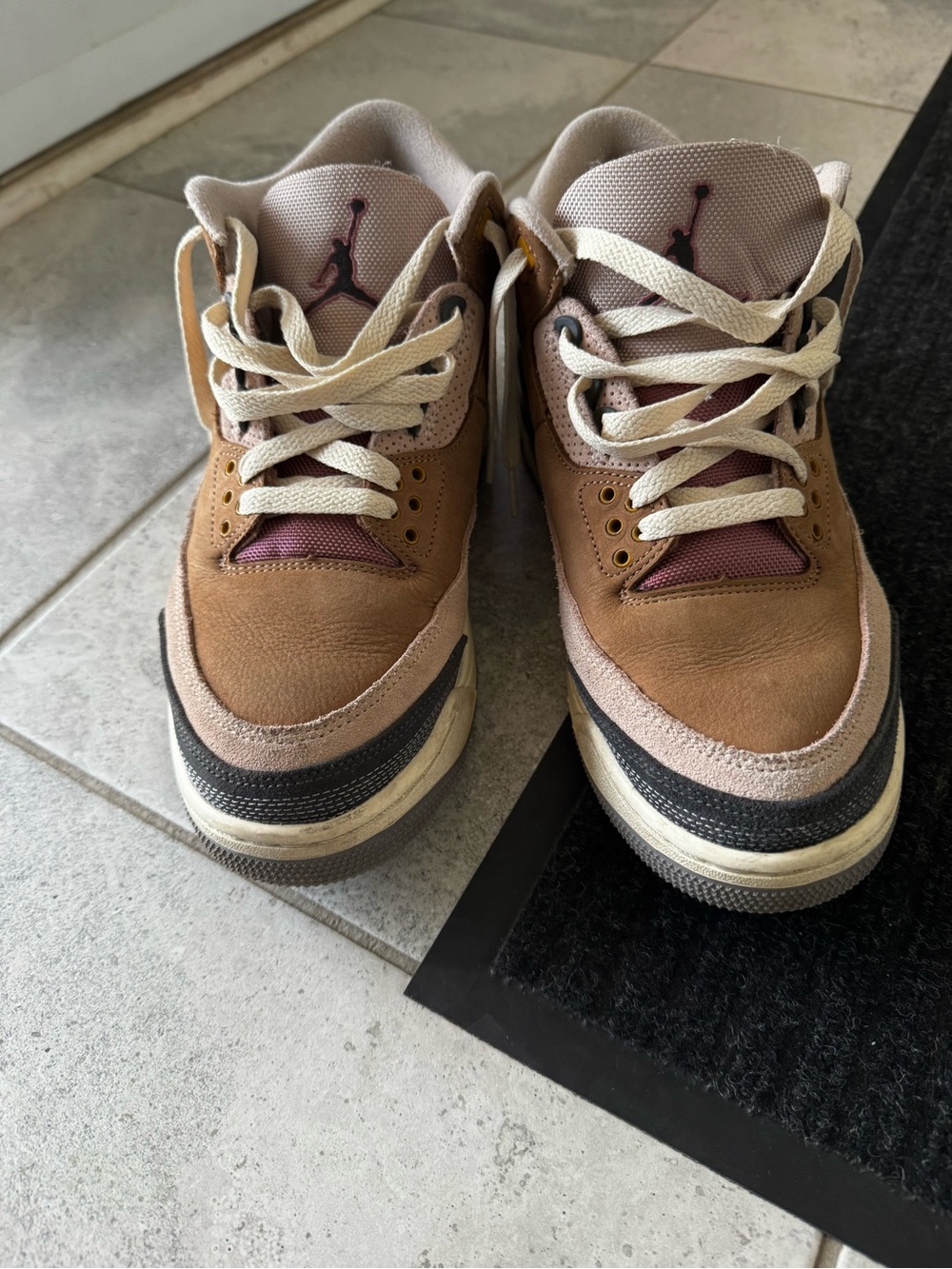 Air Jordan 3 Men’s Retro Low Top Sneakers in Brown and Burgundy
